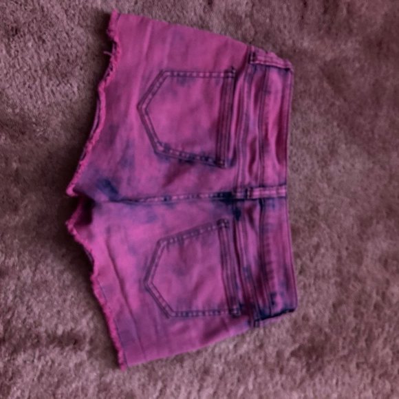 Hot Pink Acid Wash Demin Shorts - Picture 4 of 5